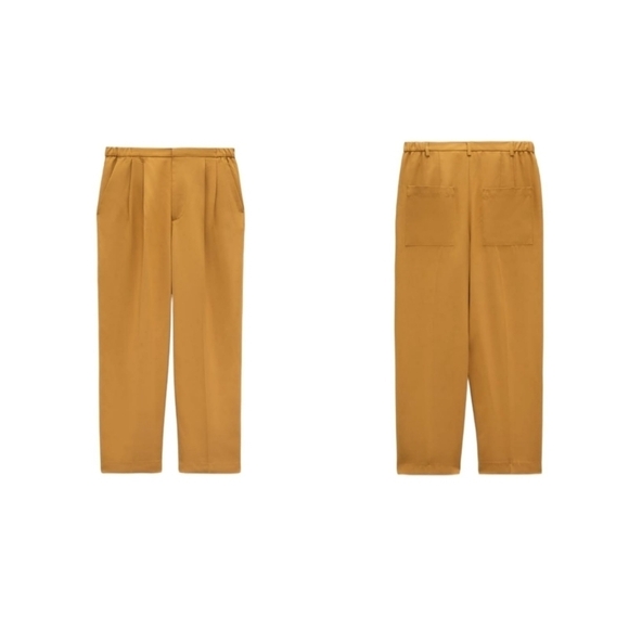 ZARA CROPPED TROUSERS WITH PLEATS CURRY | 1478/240 SIZE XS - Picture 3 of 11